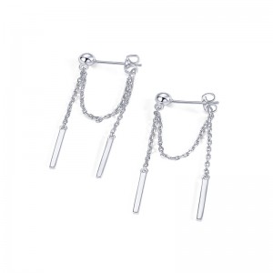 Hongde 18K pozłacane 925 srebro zwisający łańcuszek szpilki cyrkonia kulka gwintownik kolczyki Earscapes