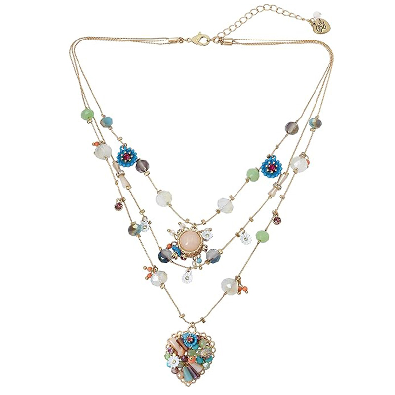 Boho Bloom Multi-Naszyjnik z wisiorkiem w kształcie serca