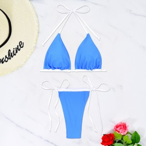 Nowy 2025 Europejski i Amerykanin-Style spasowane seksowne trzy-Piece Bikini Swimsuits z poczuciem wyrafinowaniana plażę. Te solidne-Kolorowe stroje kąpielowenadają się do krzyża-Handel graniczny.  XY5041 Cena:$79,99