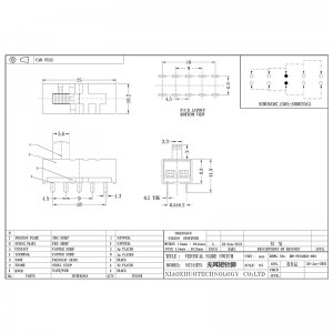 Przełącznik slajdów SS24H25 bez uszu, krótkie szpilki, pobieranie pionowe, przełącznik audio o wysokim prądzie, przełącznik elektroniczny dla urządzeń domowych