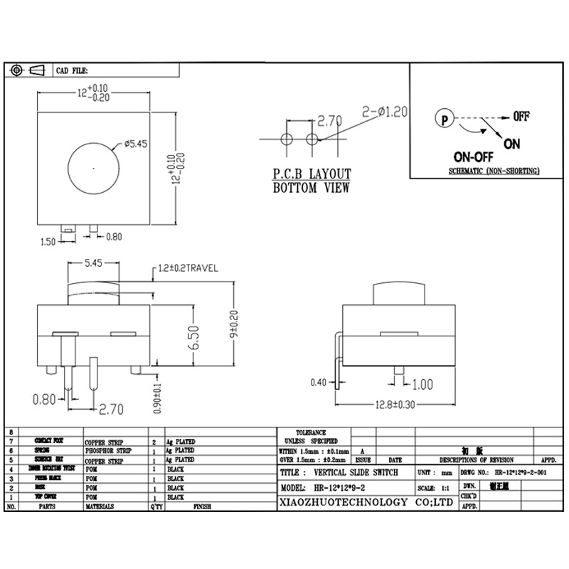 Przełącznik push HR12*12*9-2, przełącznik latarki, LED dwa-Zasilanie i wyłączanie, przycisk Reset Micro Switch